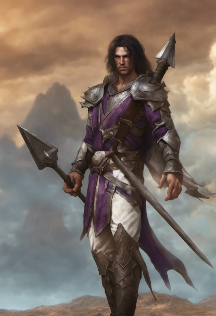 Half-Elf Warrior Mage in Desert Ruins