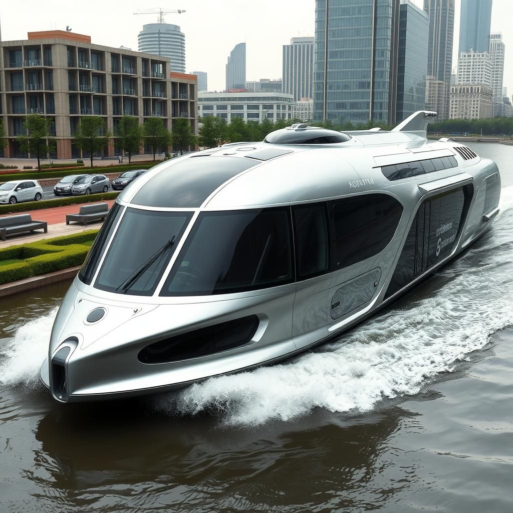 futuristic, sci-fi inspired riverboat designed by Leiji Mats...
