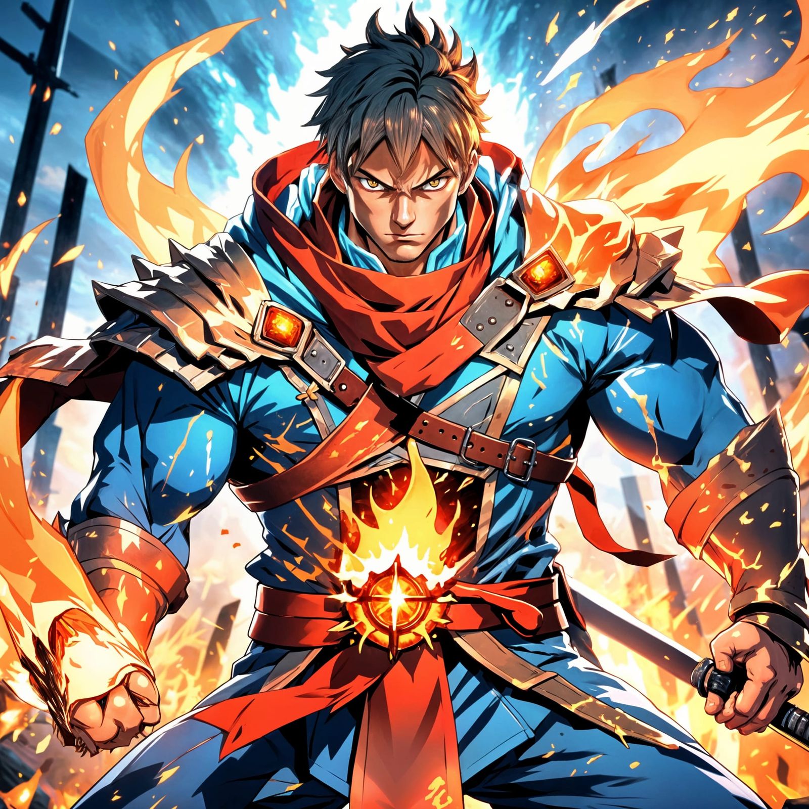 Fierce Warrior with Claymore, Anime 3D Art