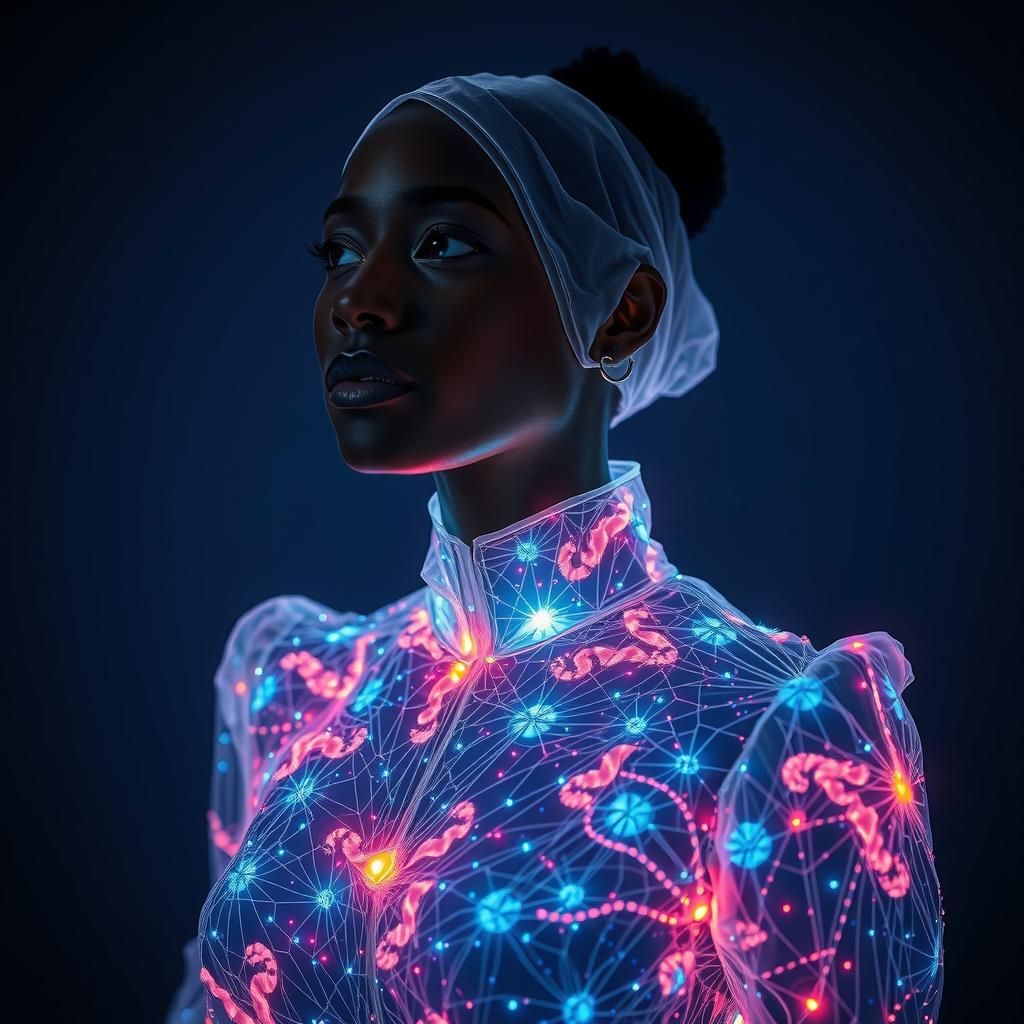 Luminous Woman Portrait in Futuristic OLED Style