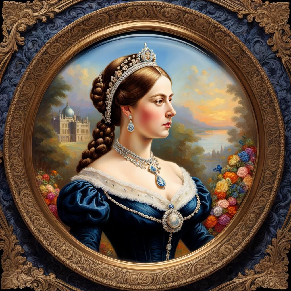 Queen Victoria Portrait in Impressionist Style