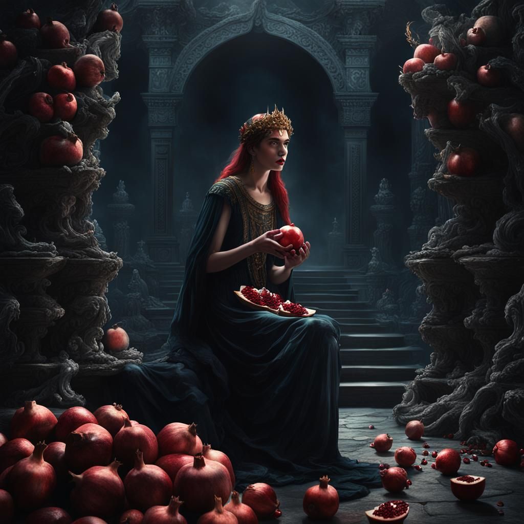Persephone in the Underworld: A Dramatic Digital Painting