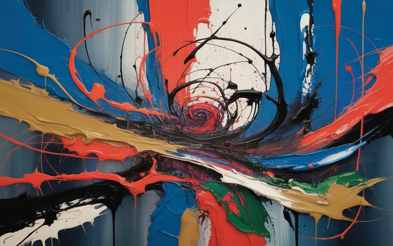 Turbulent Vortex of Color in Abstract Expressionist Style