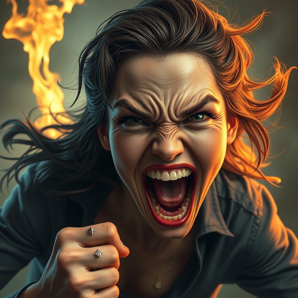 Hyperrealistic Woman's Berserk Glow