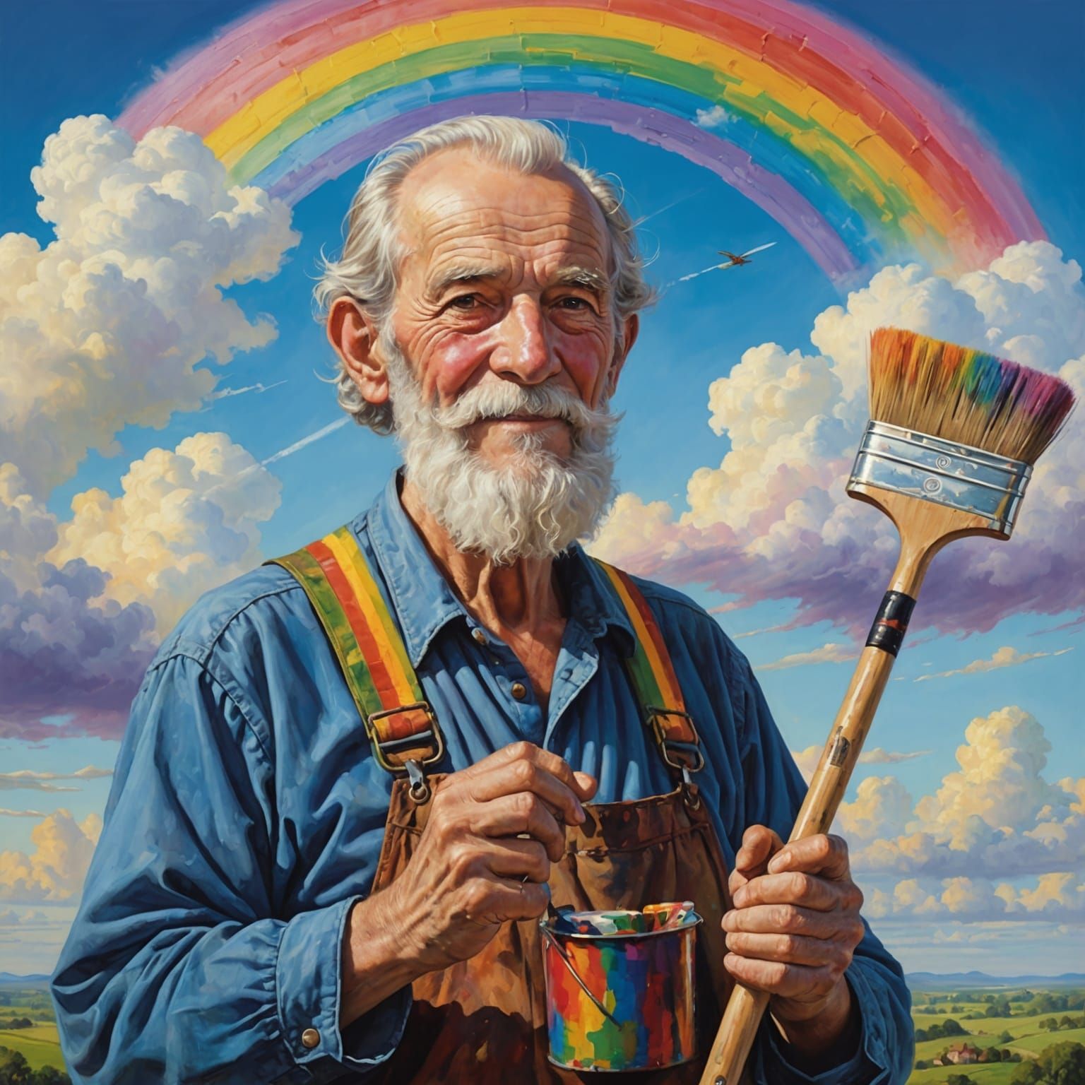 Old Man Paints Rainbow in the Sky