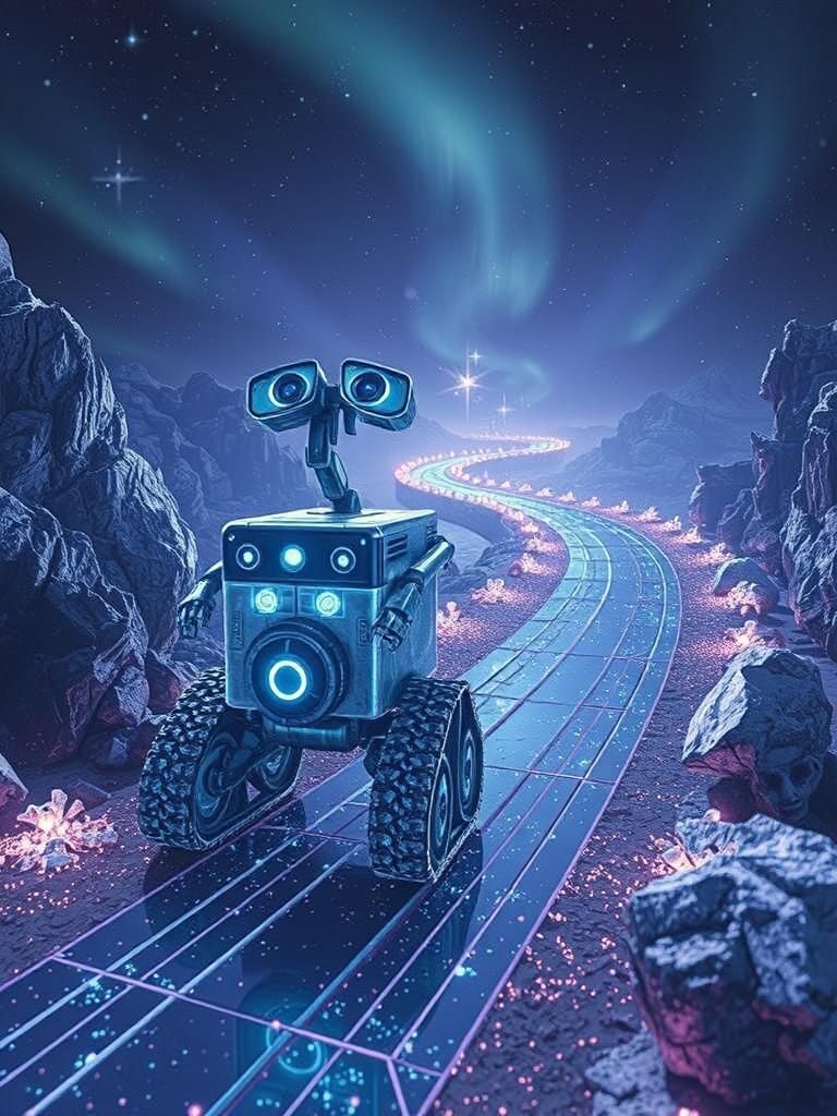 Iridescent Wall-E's Futuristic Journey