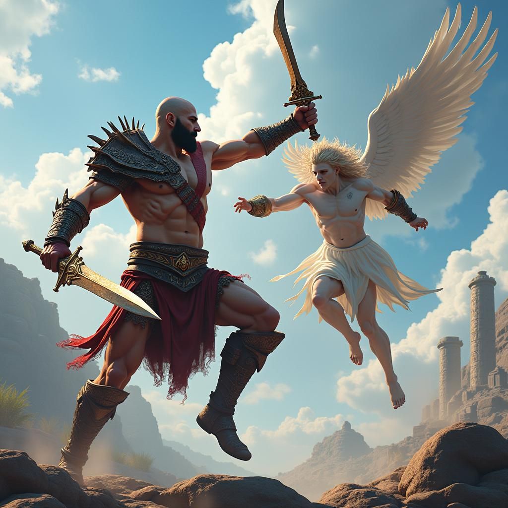 Kratos vs Hermes: Anime-Inspired 3D Battle