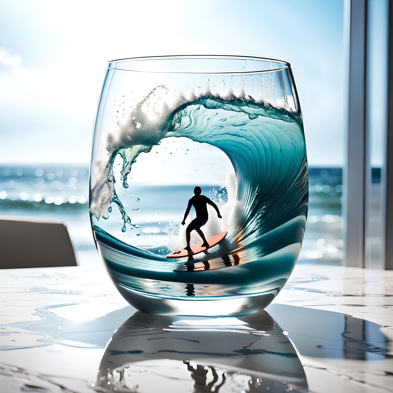 The search for the perfect wave, surfing the glass