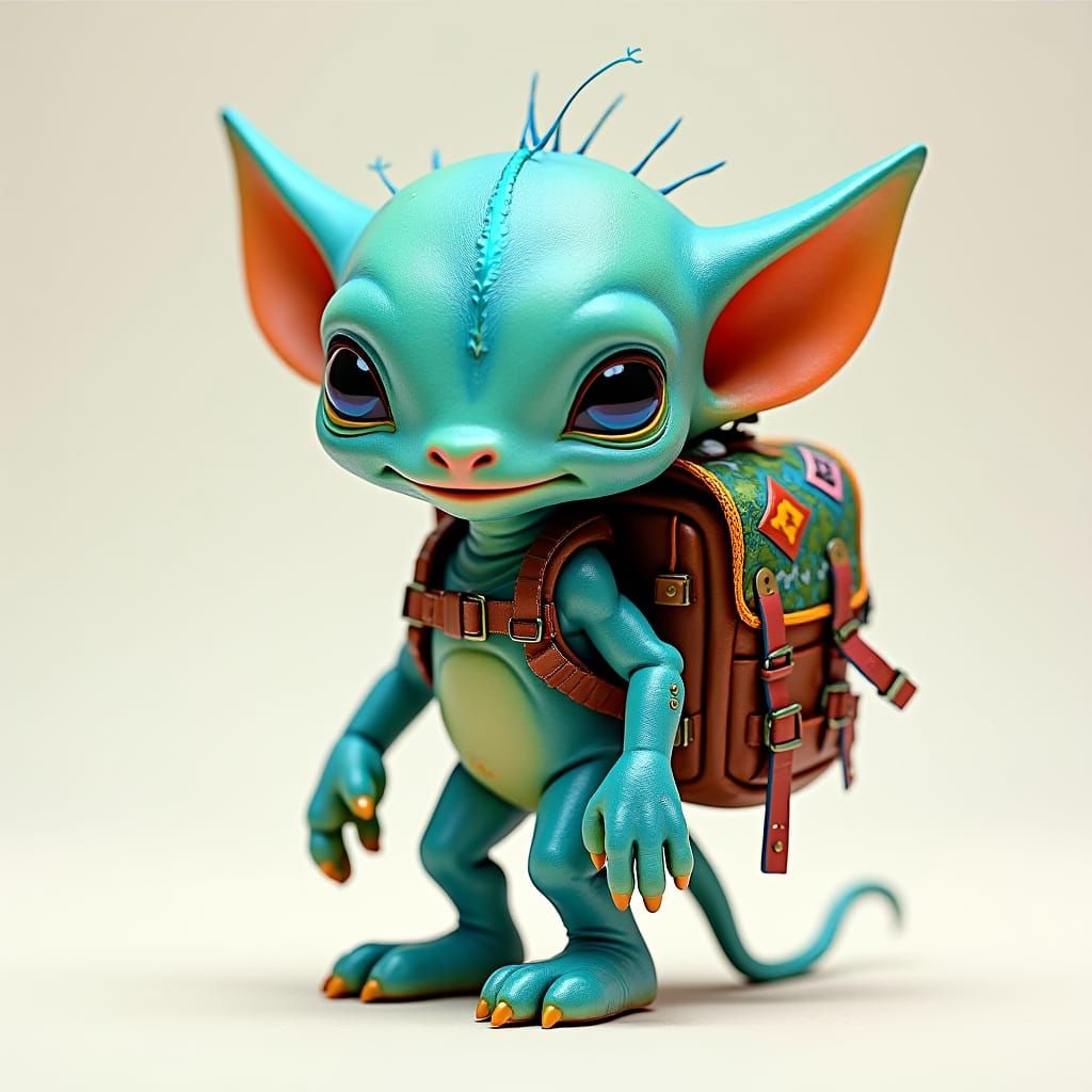 Smiling Alien on Adventure in Graffiti Splash Art Style