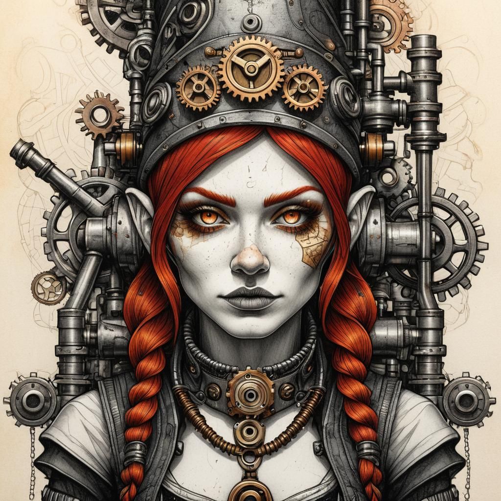Steampunk Gnome Girl Inventor