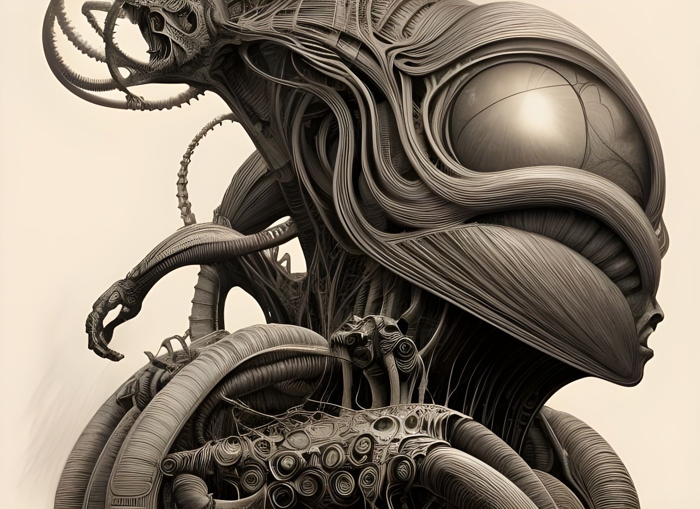 Venerable Alien Oracle in Intricately Detailed 3D Pencil Sty...
