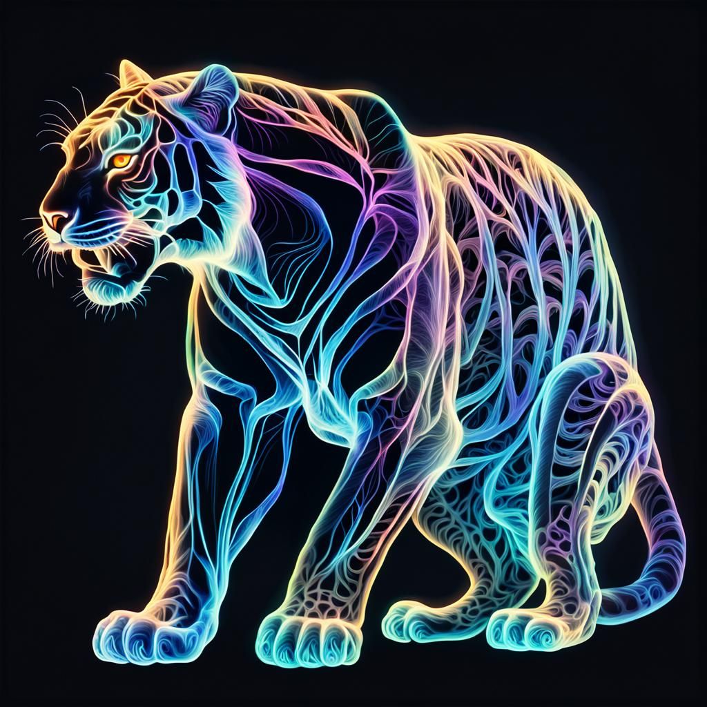Neon X-Ray Panther with Intricate Veins