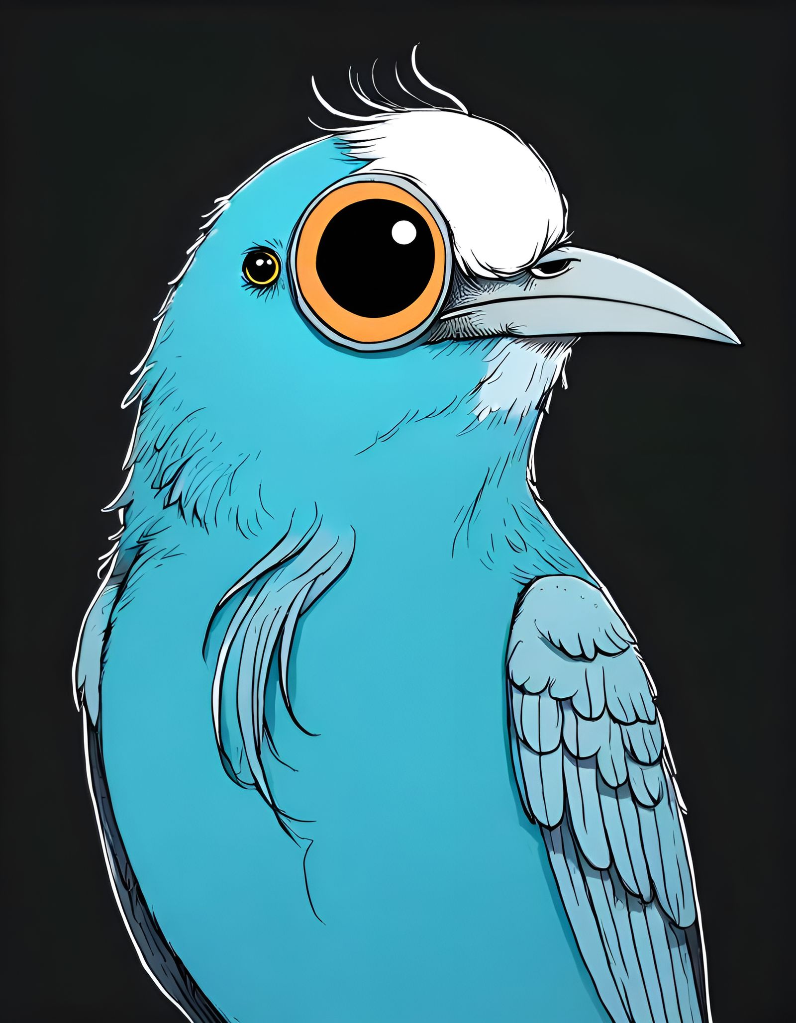 Tired Gemini Bird in Cartoon Style