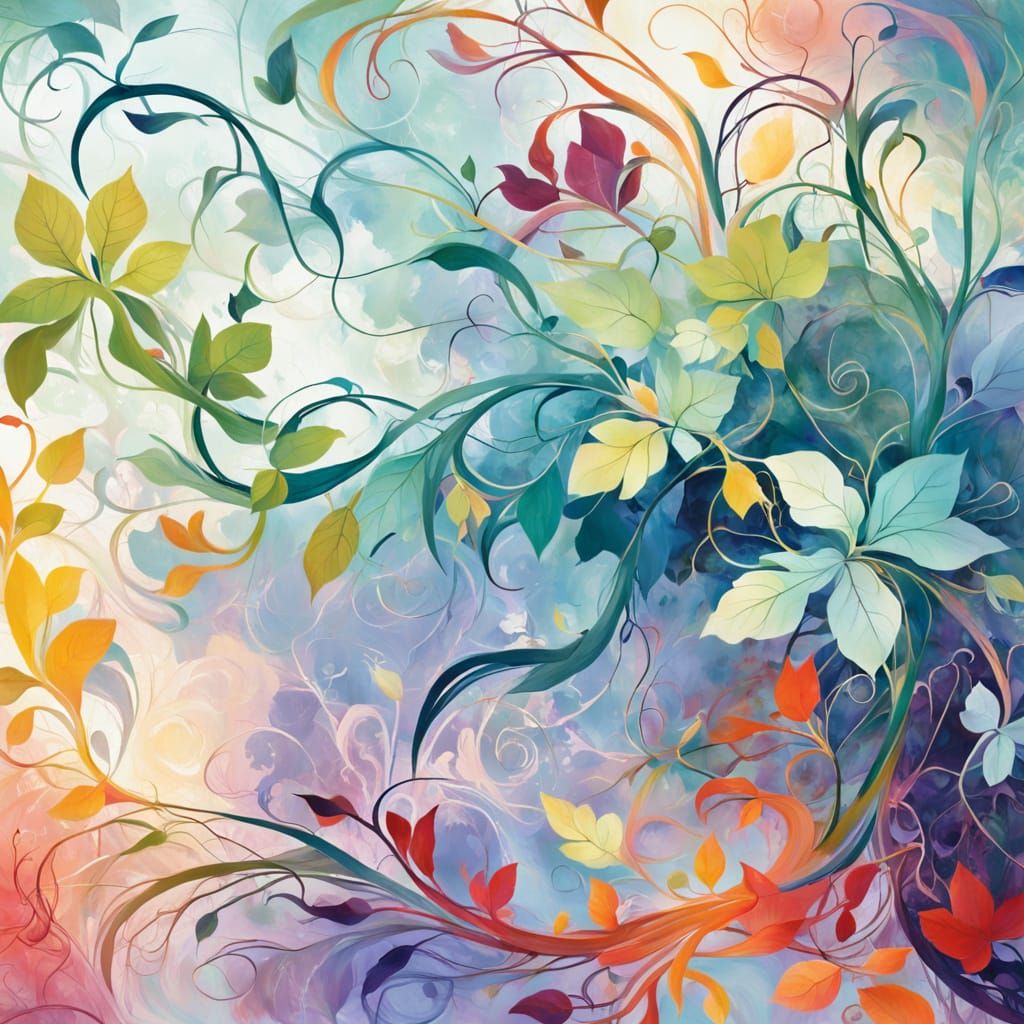Vibrant Floral Vines in a Nature-Inspired Color Palette