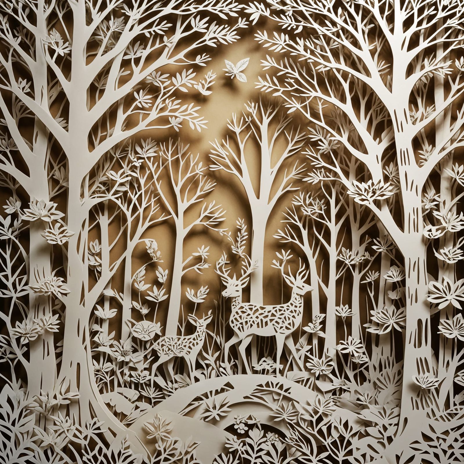 Detailed Kirigami Art of a Magical Forest