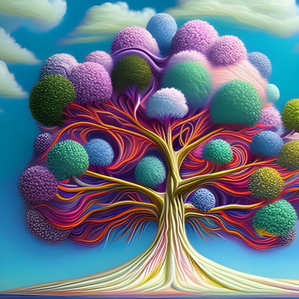 Colorful Cotton Candy Tree in Hyperdetailed Fantasy Art