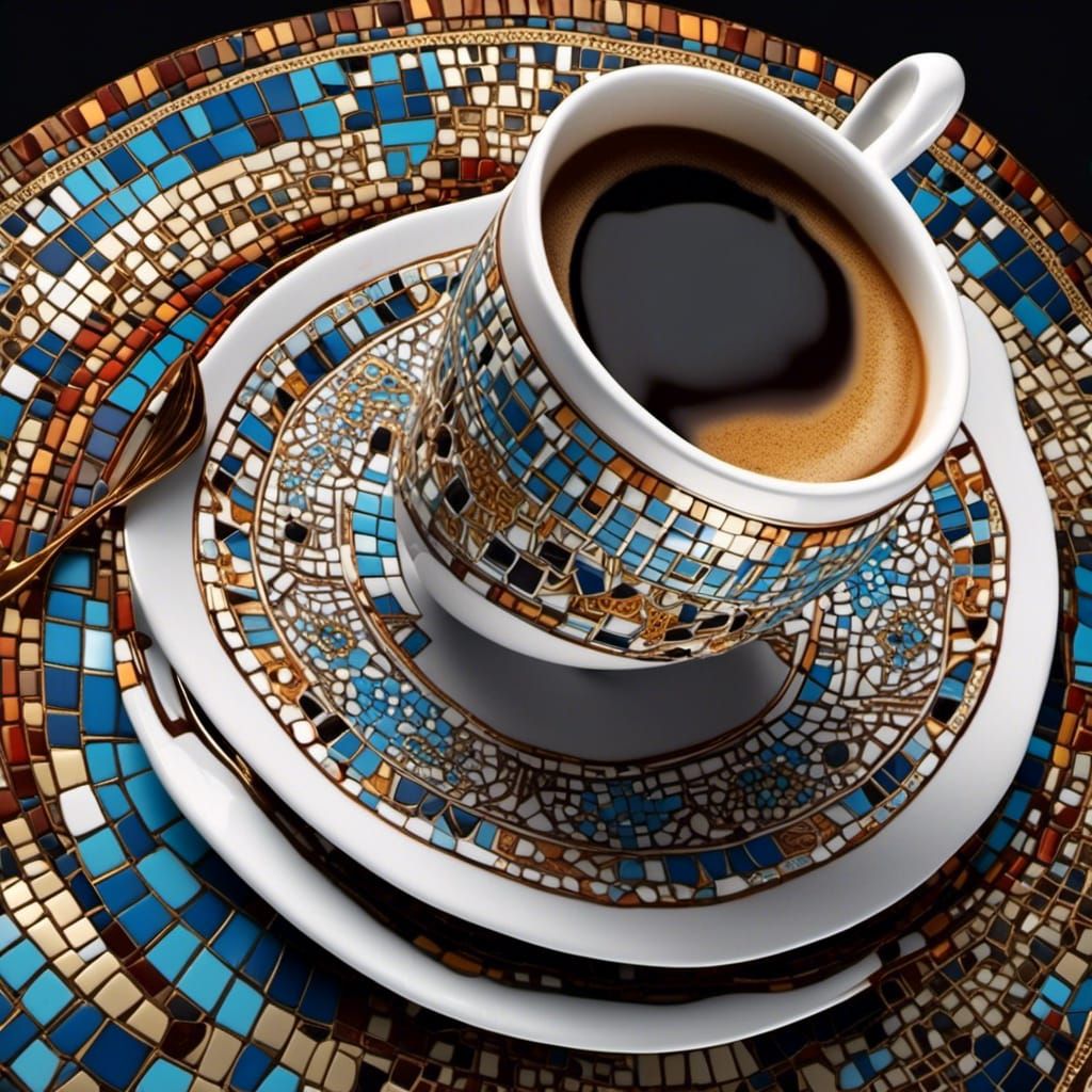 Mosaic Coffee Cup in Photorealistic 3D