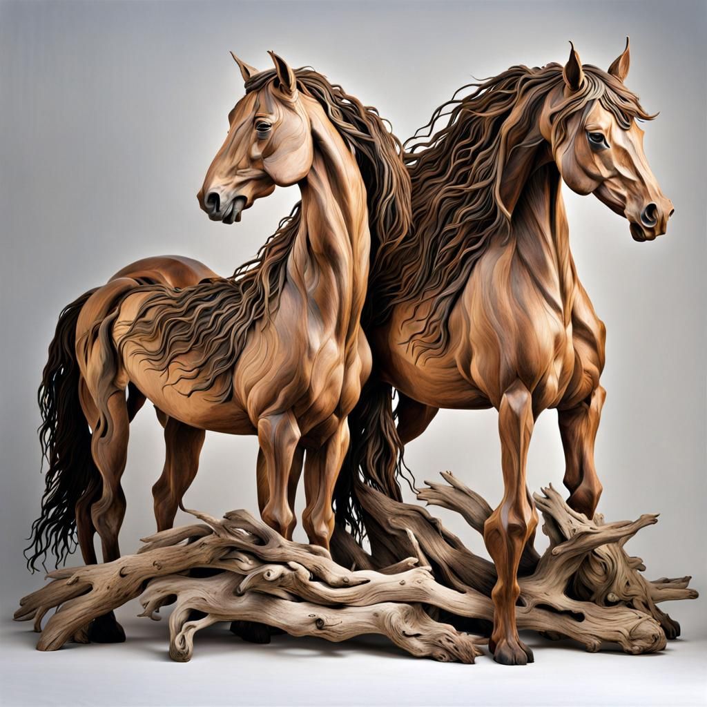 Driftwood Horse Sculptures: Natural Artistry