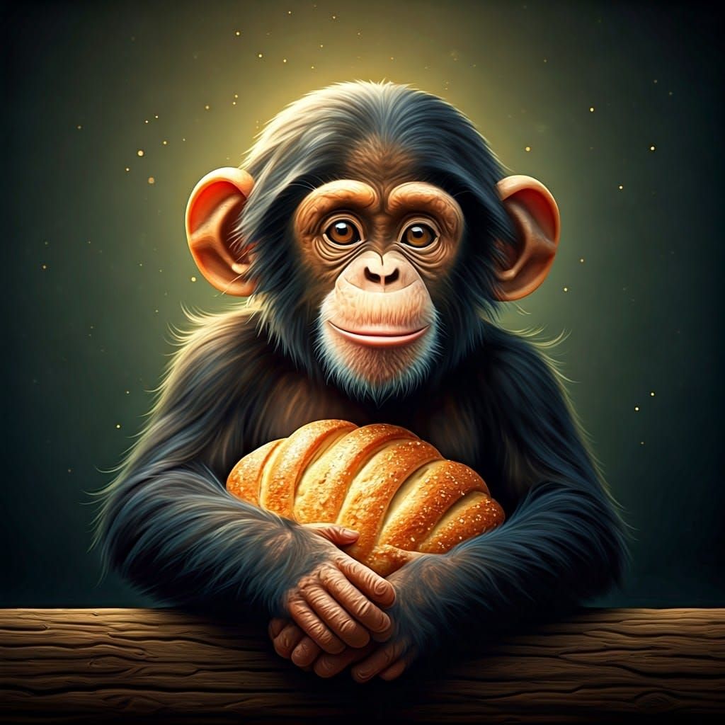 Bread Chimpanzees: A Fantasy Oil Painting