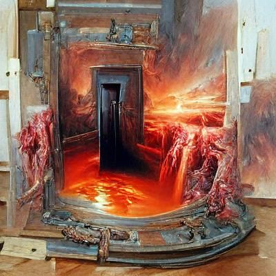 Hell Portal Opens in Execution Chamber, Oil Painting