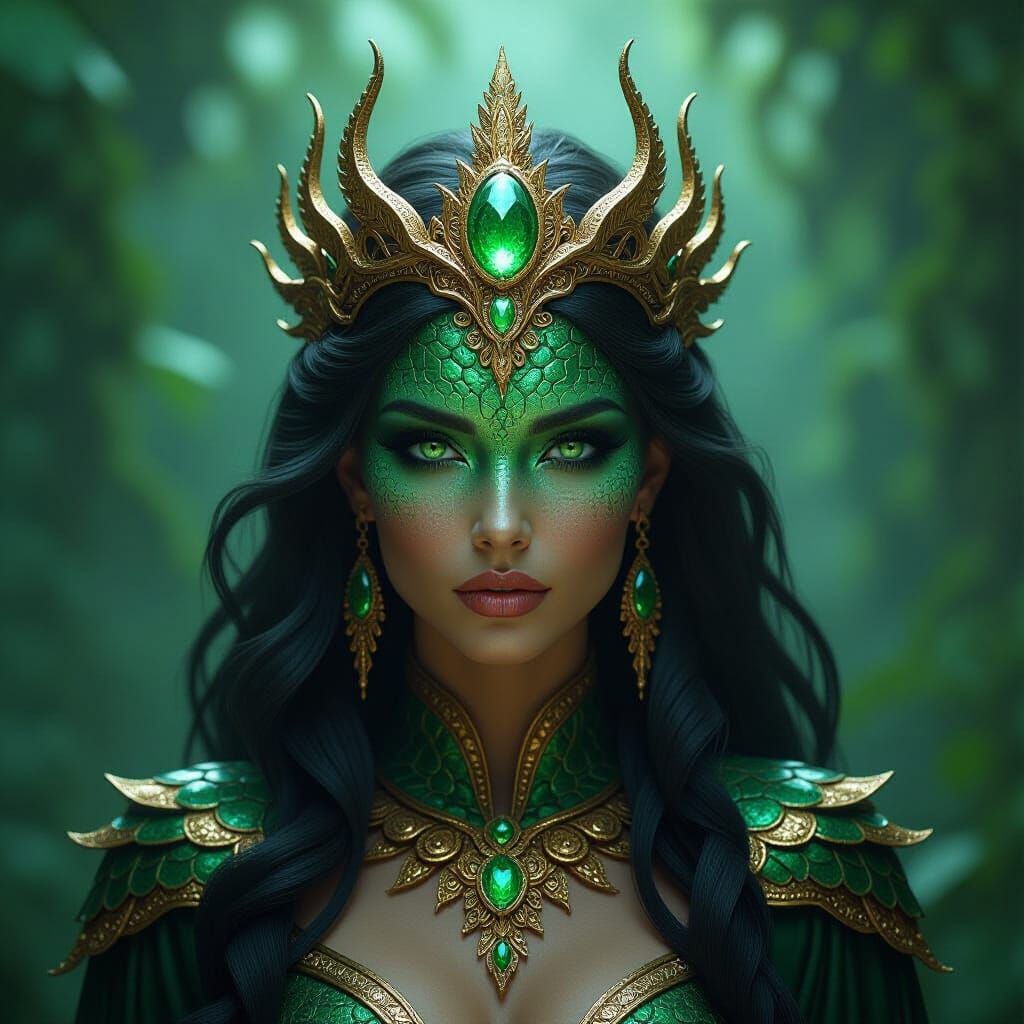 Emerald Reptilian Queen of Jungle Magic