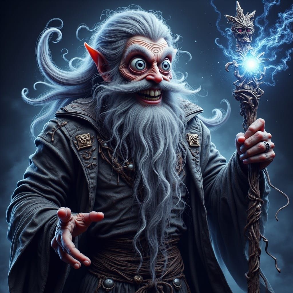 Mystical Wizard Weaving Spell in Dreamlike World