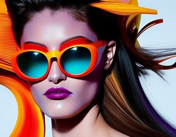 16k resolution, model, abstract vibrant eyewear, retro-futuristic, Mert and Marcus Herb Ritts Patrick Demarchelier influ...