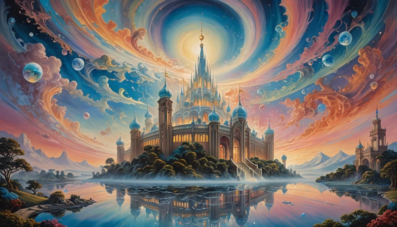 Shimmering Crystal Palace in Surrealist Style