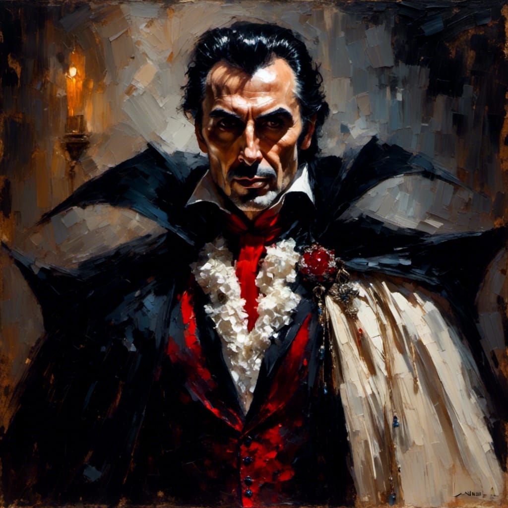 Dracula Portrait in Impasto Style