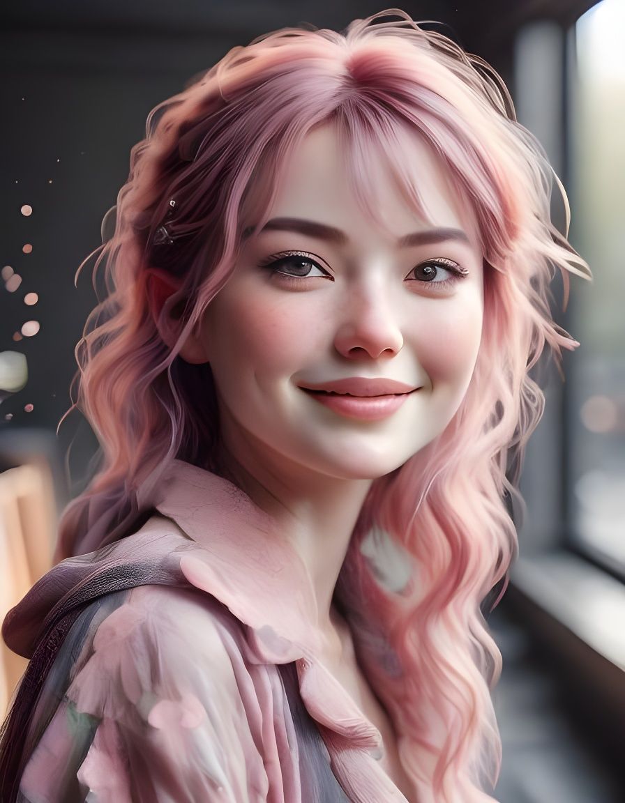 Pastel Watercolor Portrait of a Smiling Person