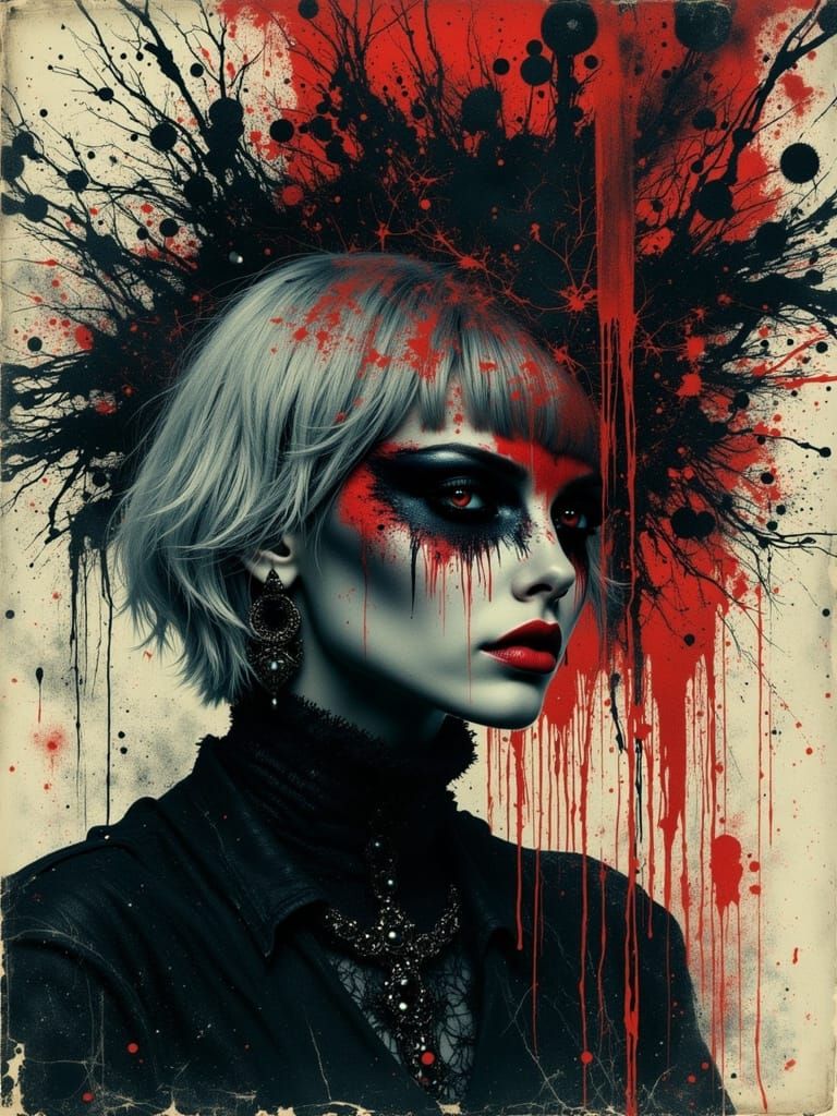 Gothic Abstract Portrait of a Beautiful Vampiress
