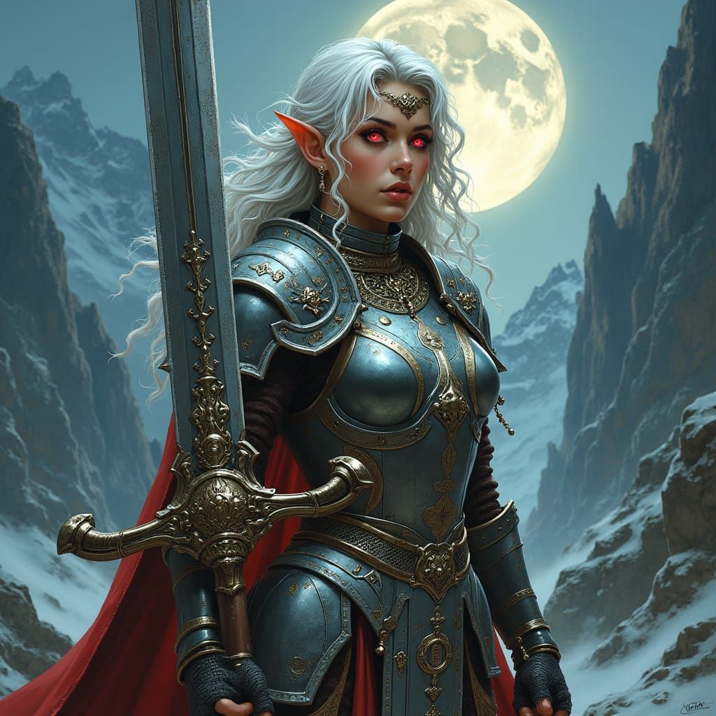 Dwarf Paladin with Great Sword, in Fantasy Illustration Styl...