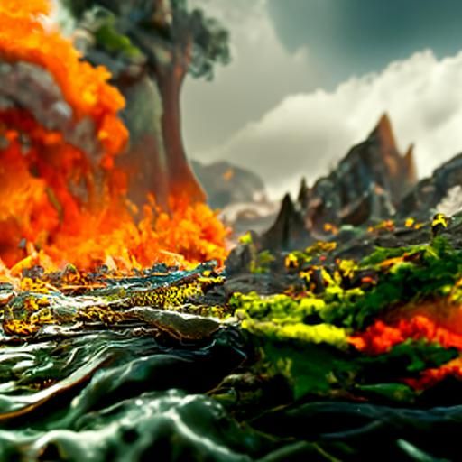 Elemental War: Fire, Water, Earth, and Nature