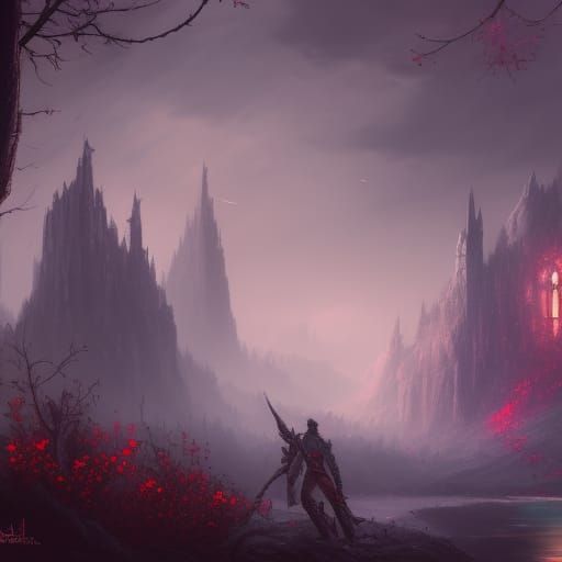 Fantastical Dark Summer Valley in Detailed Matte Painting