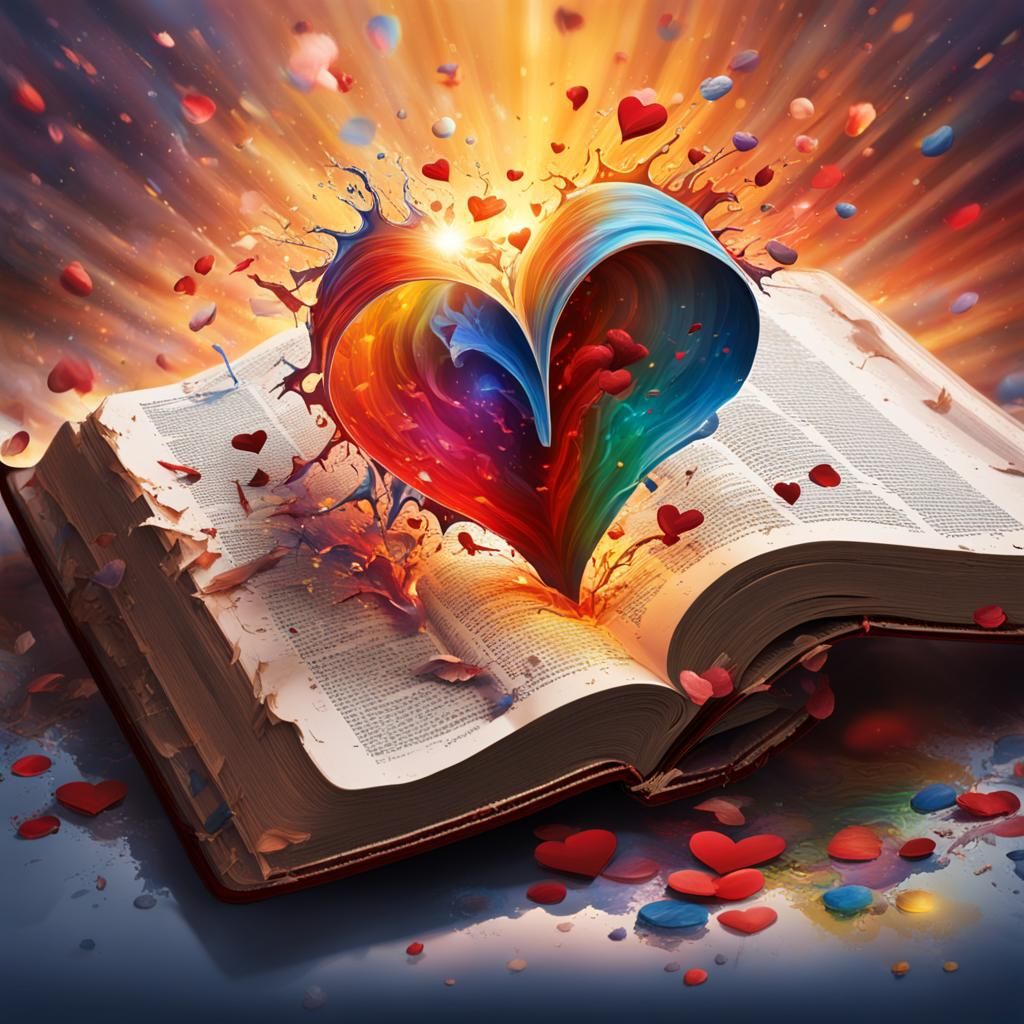 Hyperrealistic Heart, Bible, and Prayer Image