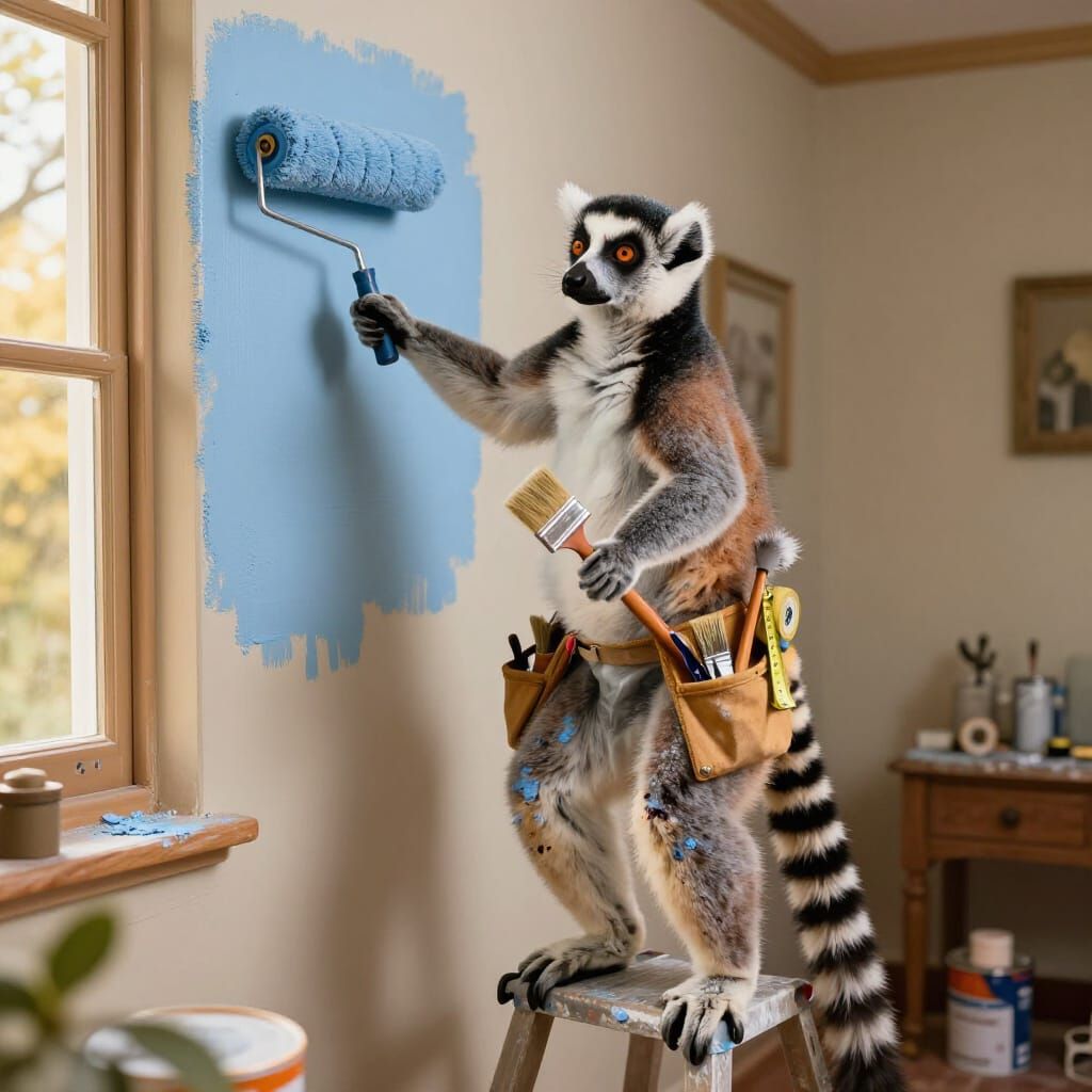 Lemur Painter Decorating Victorian Room