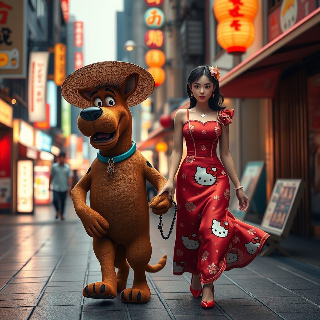 Scooby-Doo and Maid in Tokyo Street Art