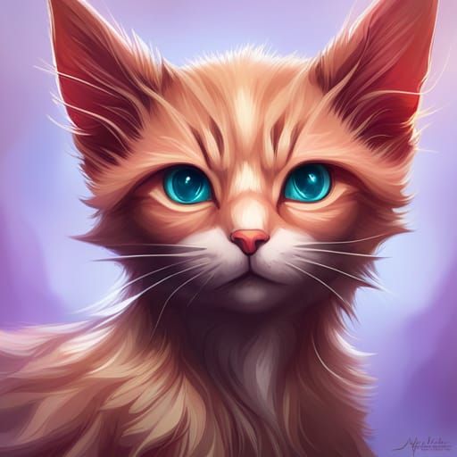 Cute Kitten Portrait in Hyperdetailed Digital Art