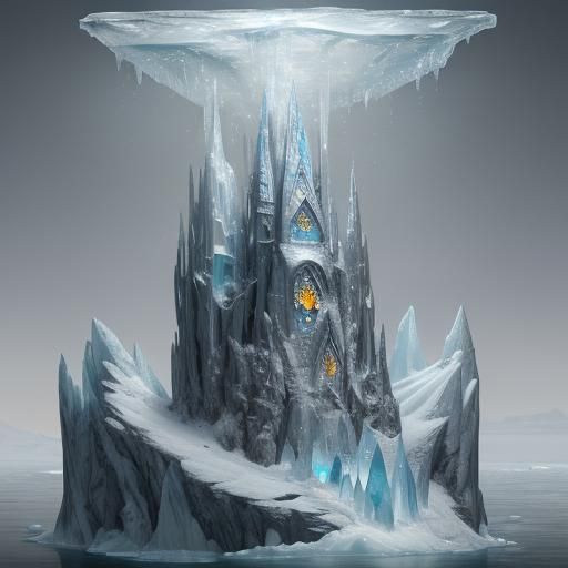Icy Glass Castle in Antarctic: Fantasy Concept Art