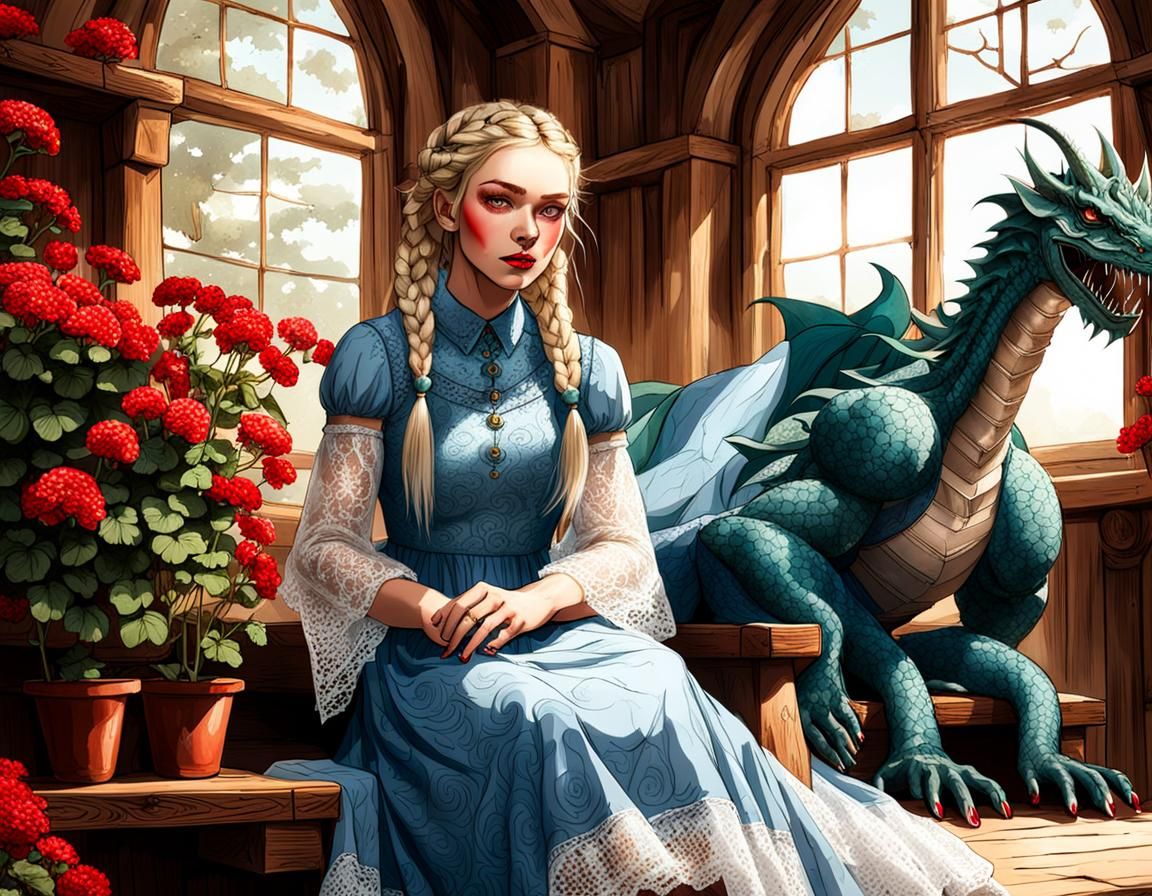Teenager in Wood Room with Dragon