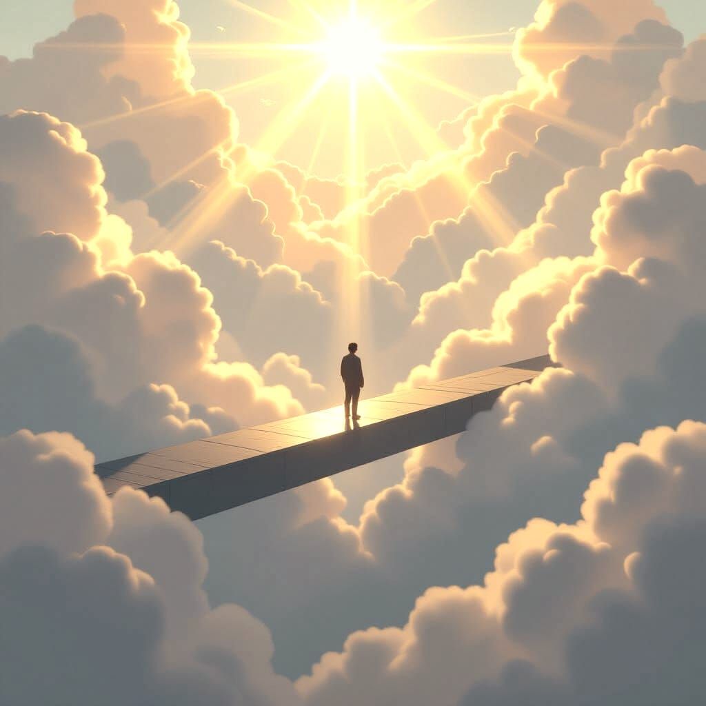 Divine Sunshine Beams Through Soft Heavenly Clouds