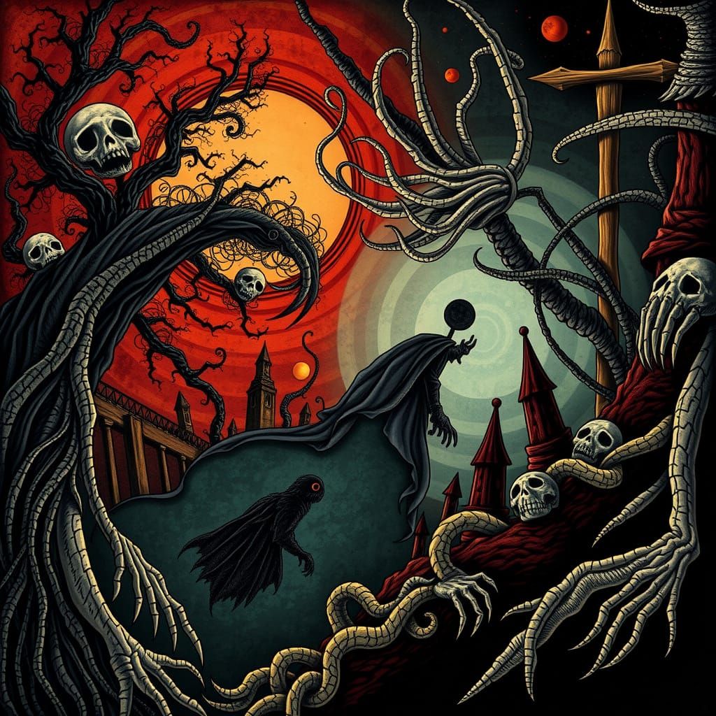 Horror in the style of Pieter Brueghel, Hieronymus Bosch, Gu...