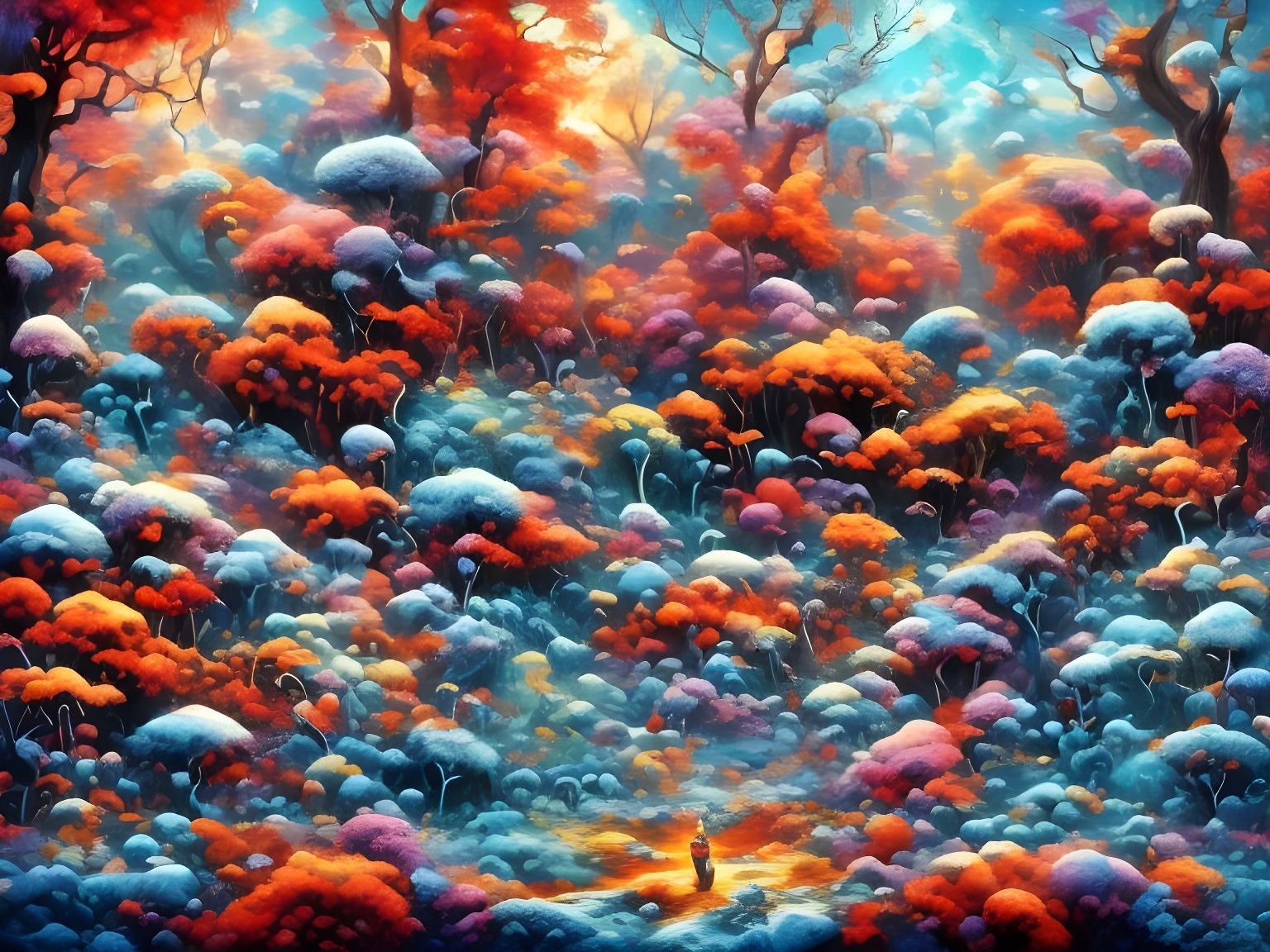 Frosty Winter Scene in Moody Sketch Style