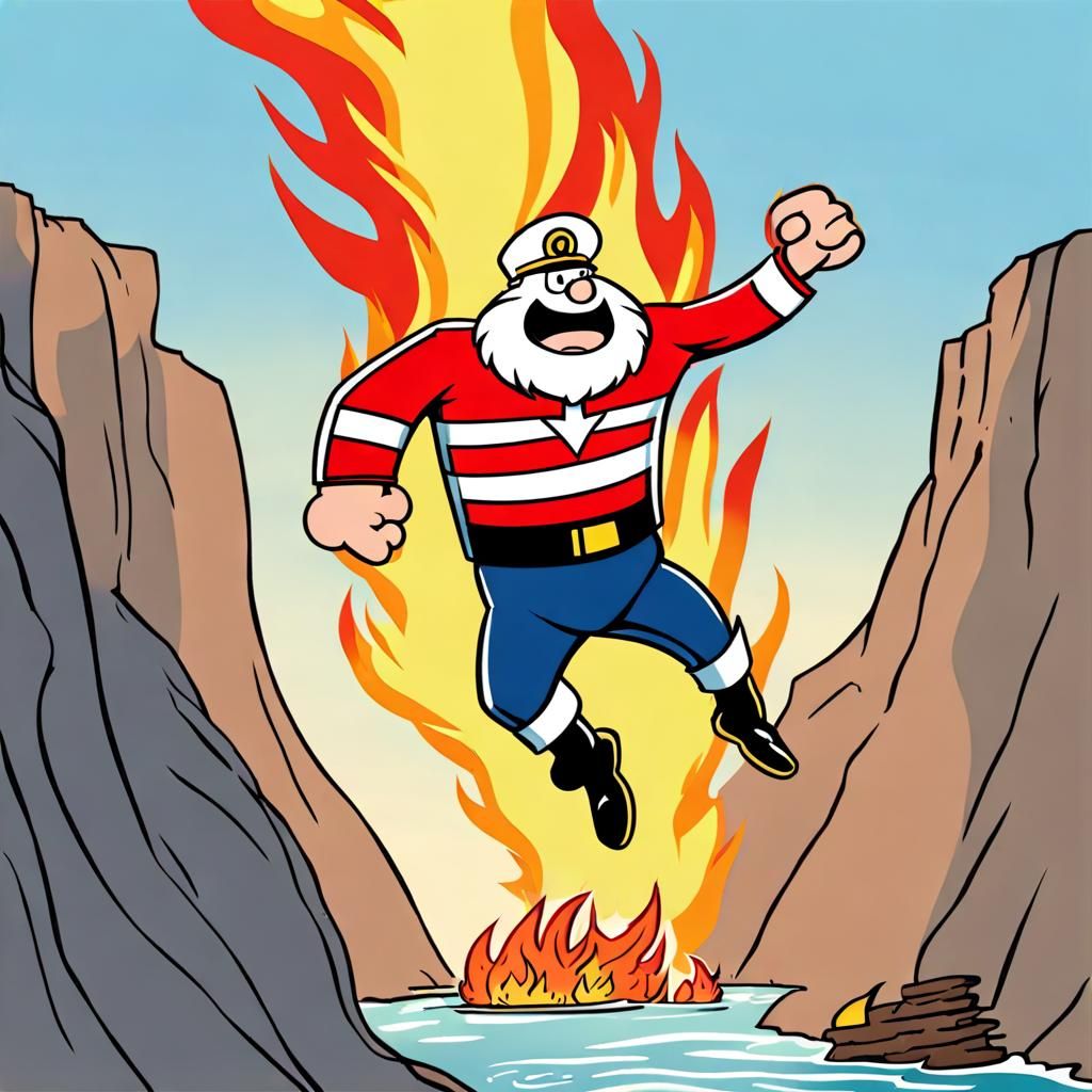 Captain Underpants Cliff Jump with Fire