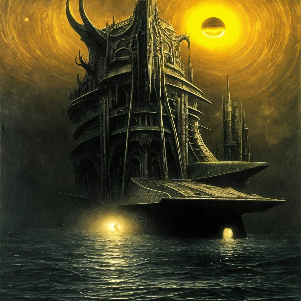 Ghost Ship at Night: Dark Surrealism