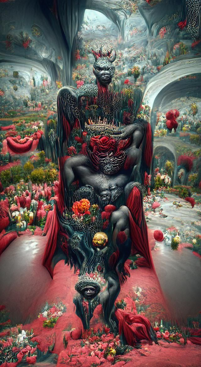 Lucifer in Yoruba Garden, Hyperrealistic Digital Painting