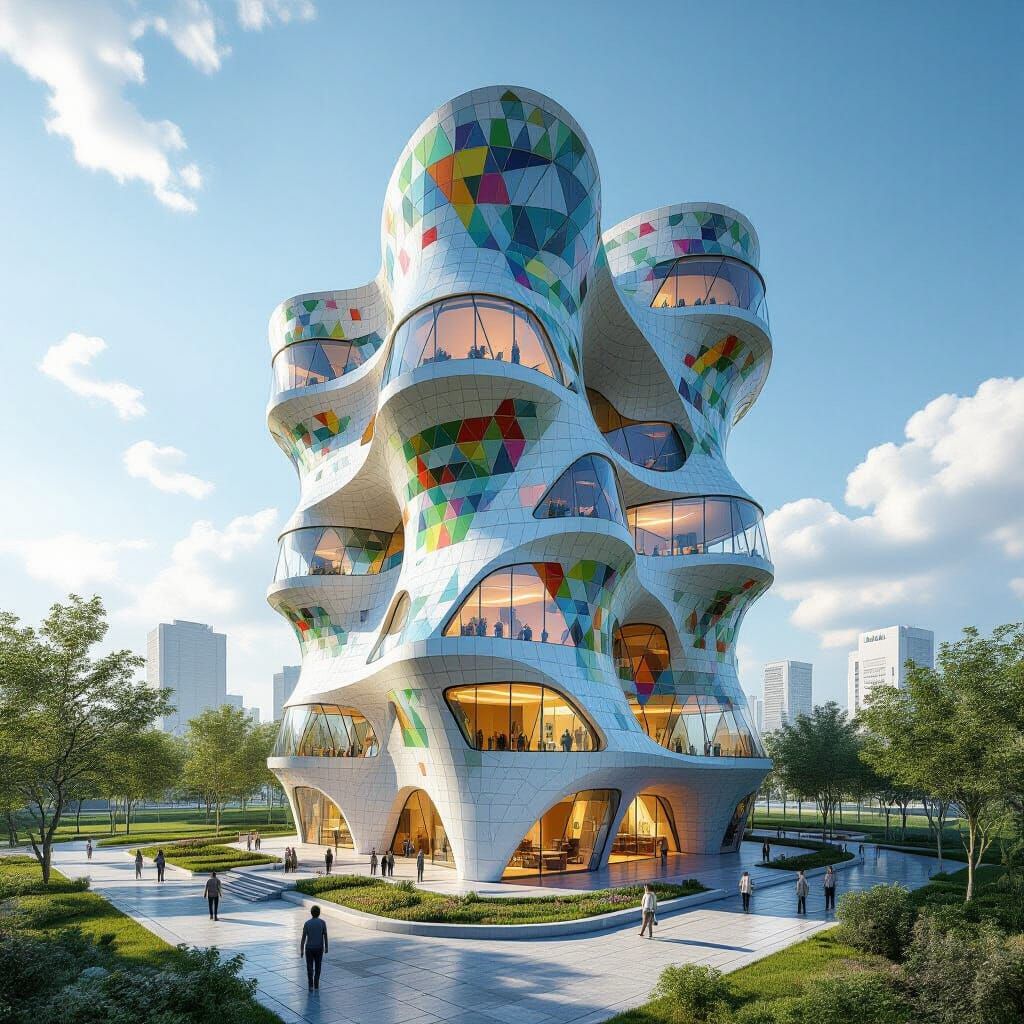 Futuristic Organic Apartments in Ceramic and Glass