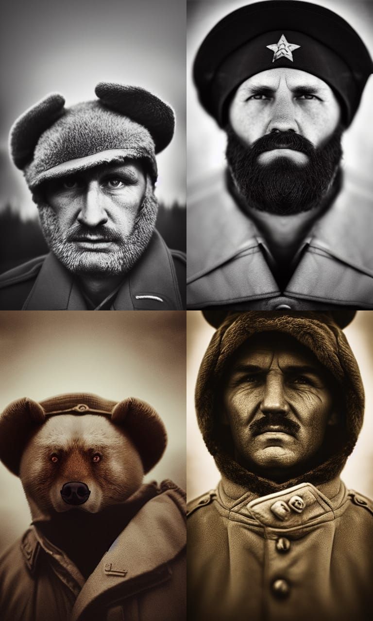 Soviet Bear Soldier Portrait in Ambient Light