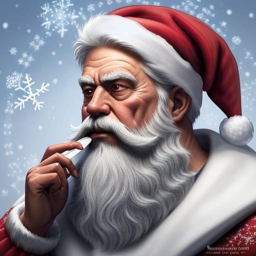 Santa Claus Giving Up His Pacifier In Snowy Scene