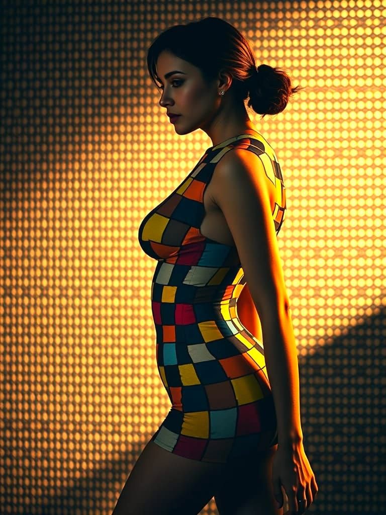 Ethereal Portrait of a Woman in Geometric Harmony